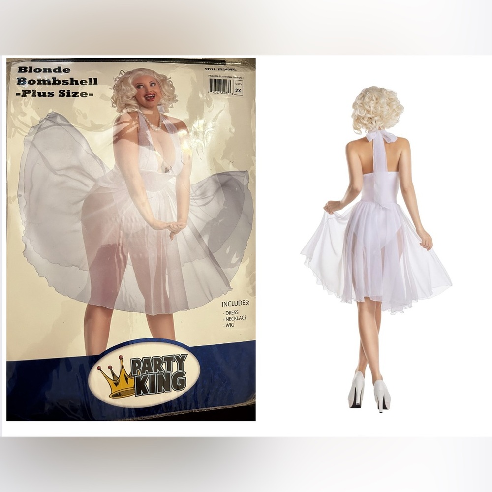 PARTY KING women’s Blonde White Costume Dress Bombshell Plus Size 2X NWOT